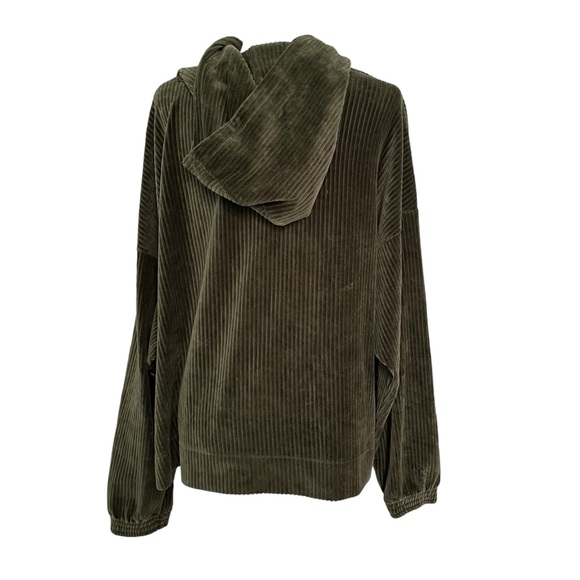 Aerie Groove On Velour Oversized Cropped Hoodie Green Sz XL - Picture 5 of 11